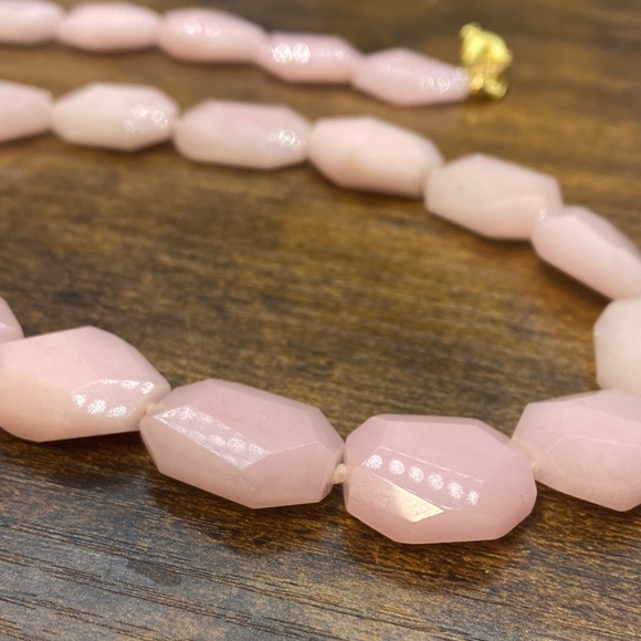 Pink Faceted Jade 24 inch hand knotted necklace set bracelet 6in - Picture 8 of 8